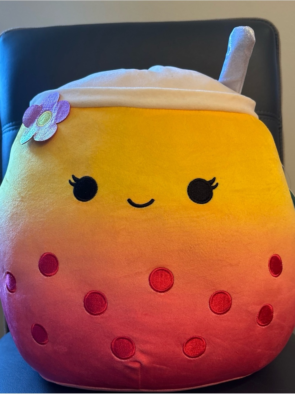 Sqishmallow Bergit Bubble Tea Plush Pillow - Yellow to Pink new w/ tags